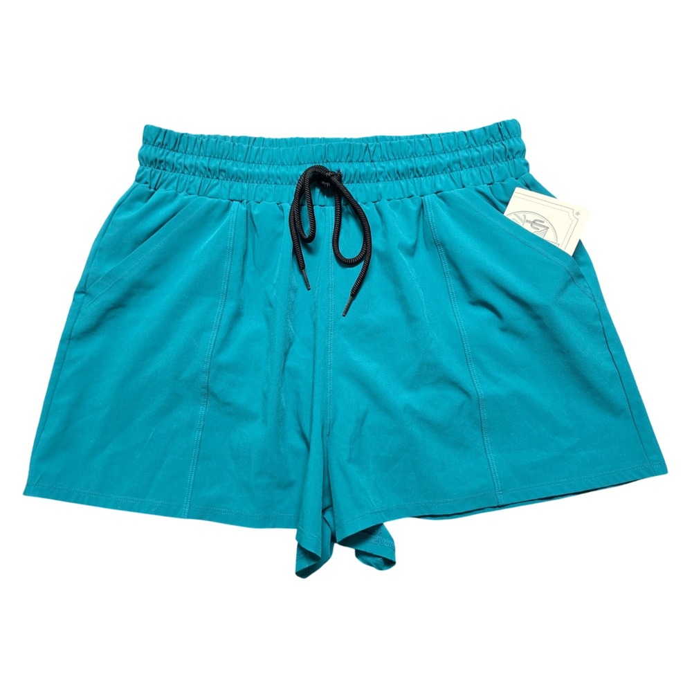 Beachwear Swim Coverup Shorts Women Large Teal Kona Sol Drawstring Waist Lined